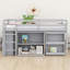 Lit mezzanine pour enfants avec tiroir, tablettes, bureau coulissant et garde-corps-129171300
