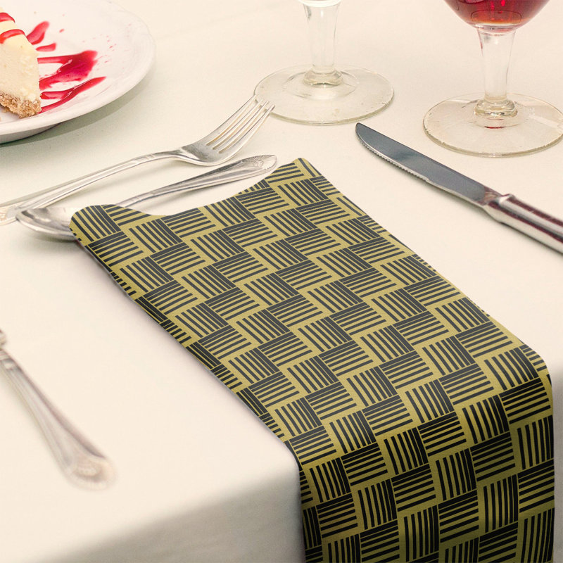 Serviette de table en coton de couleur contrastée, Jaune / noir, H 0,1 po x l 10 po x P 10 po, Polyester sergé