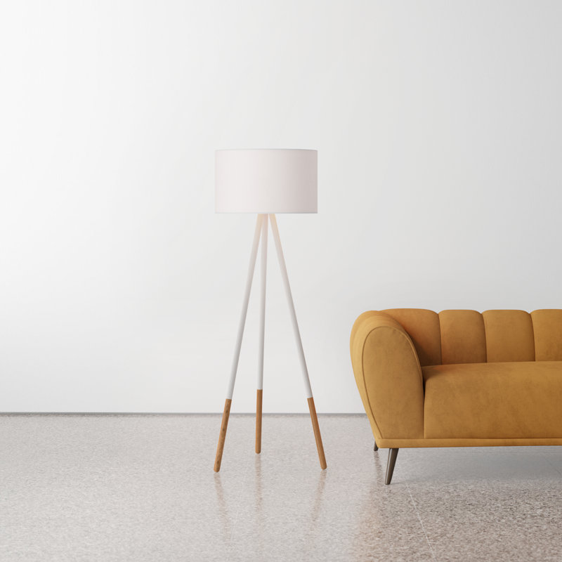 Skyler 60.25'' Tripod Floor Lamp, White/Light Brown