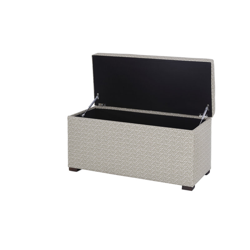 Birney Upholstered Storage Bench, Lasso White/Taupe