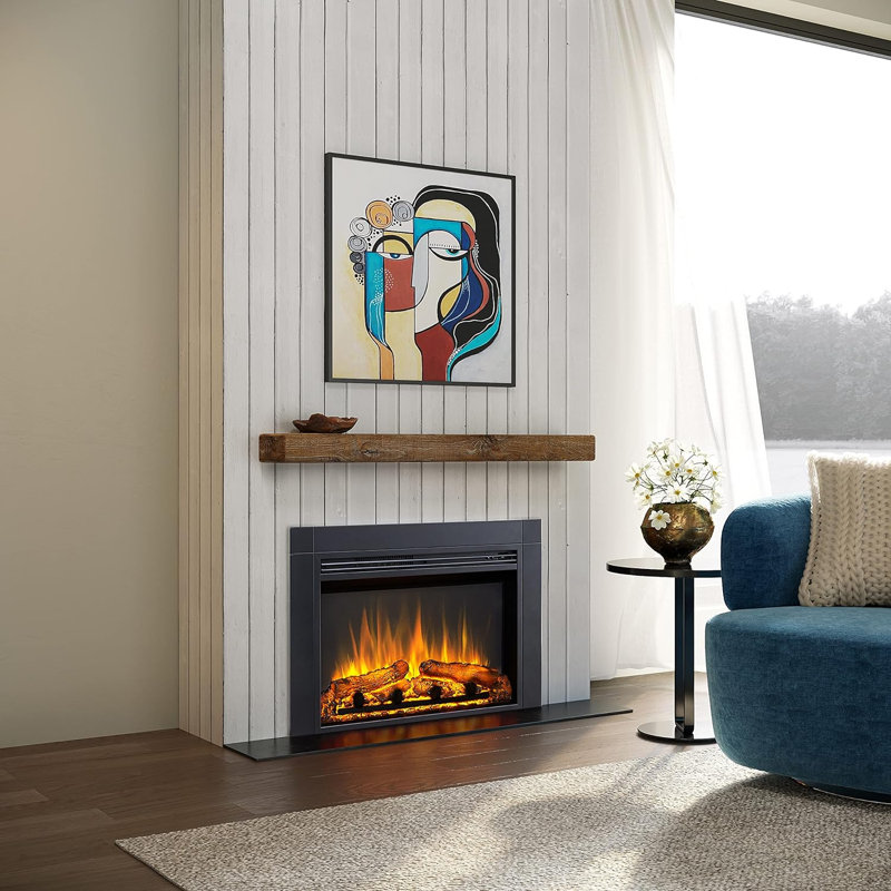 FLAMME Freestanding Electric Fireplace Insert, Innsbruck, Black, 55.5cm H x 55.5cm W x 82cm D