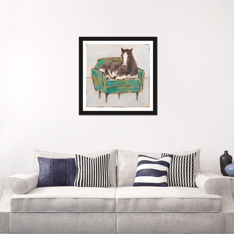 «Creature Comforts I» par Ethan Harper - reproduction d'art, Blanc, H 24 po x l 24 po x p 1 po, Papier encadré noir