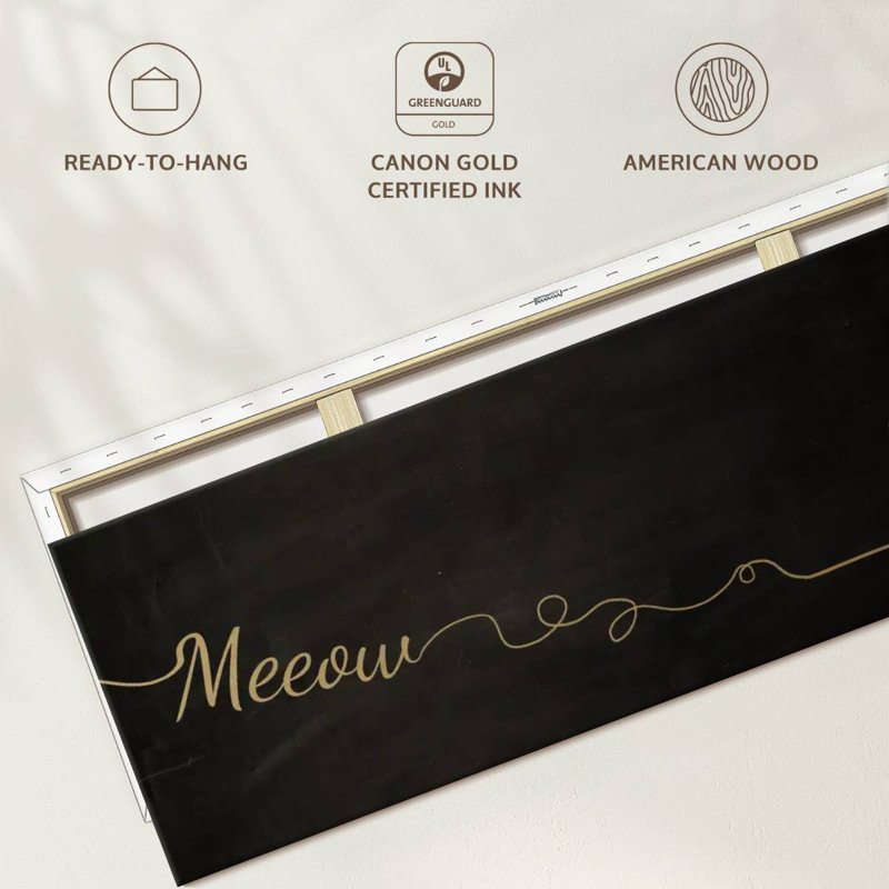 Chat Meow sur toile, H 18 po x l 54 po x P 1,25 po