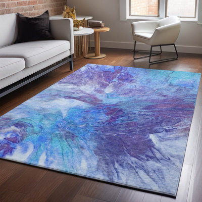 Premium Machine Washable Cerrito Blue Rug