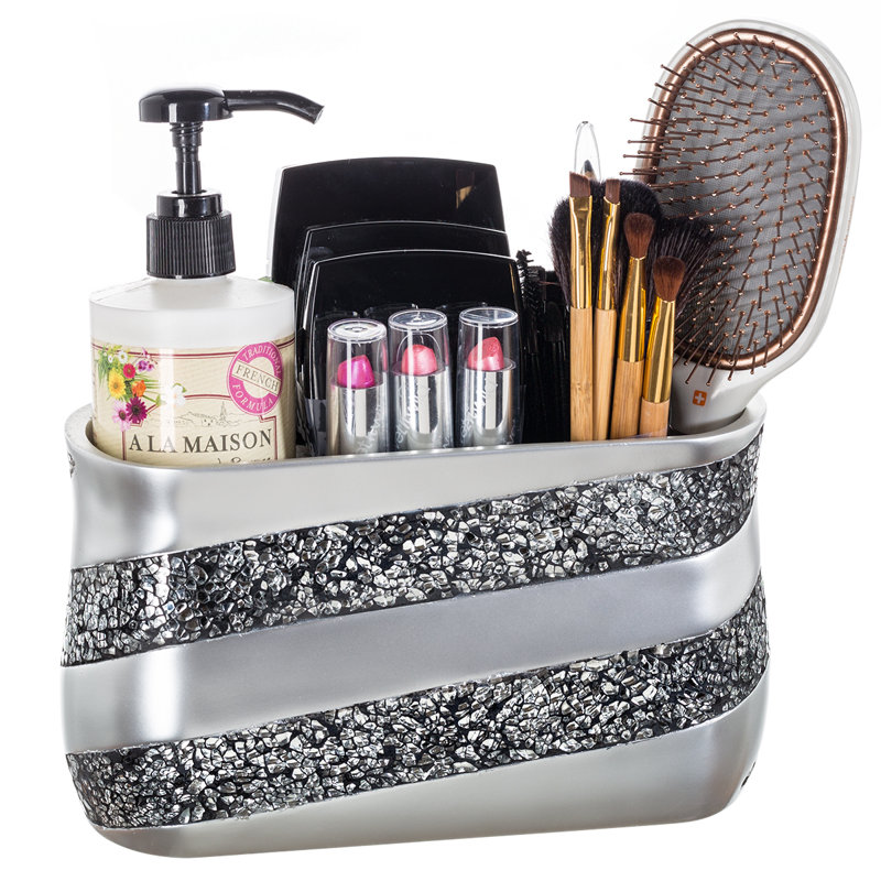 Silver Mosaic 3-Compartments Bathroom Vanity Organizer