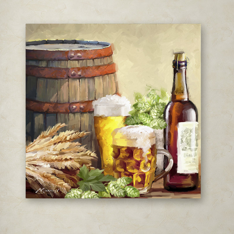Armand 'Beer and Hops' Print on Canvas, 14" H x 14" W x 2" D