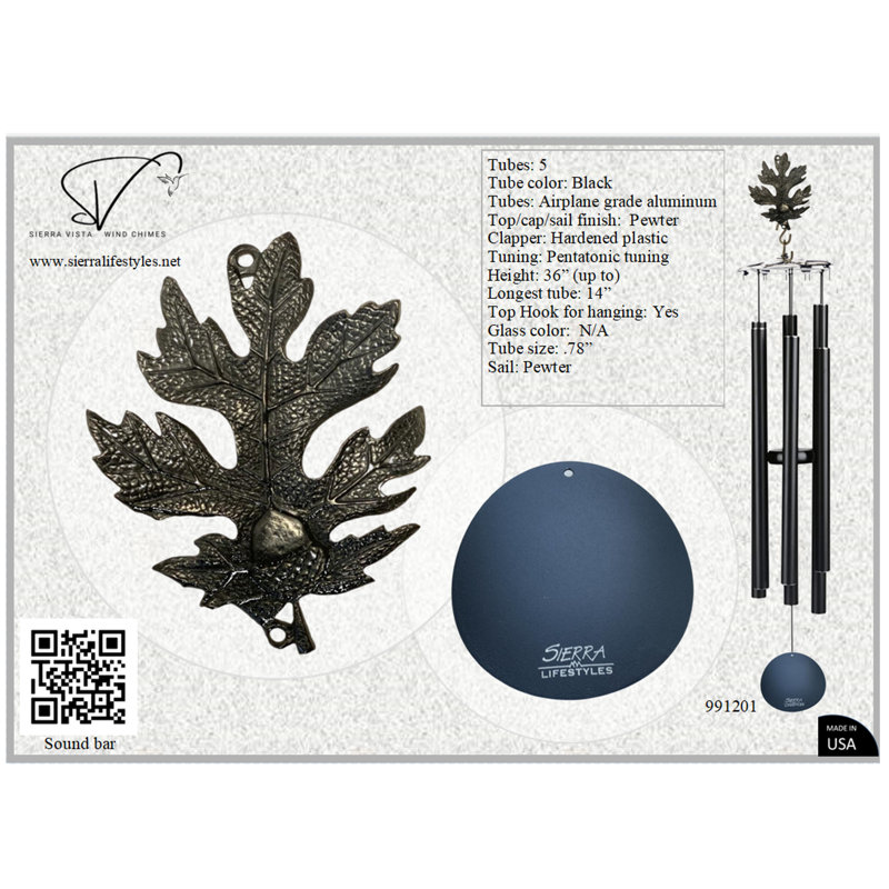 Feuille de chêne 36 po - Tube, Noir