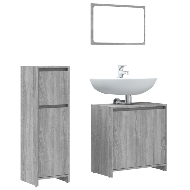 Askwith Bathroom Storage Furniture Set, Grey Sonoma