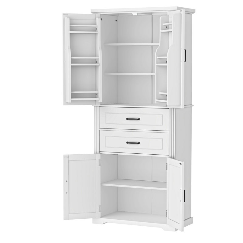 Armoire de rangement avec espace de rangement multifonctionnel pour la cuisine / salle de bain / salle à manger / salon, 2 tiroirs avec glissières, tablette réglable