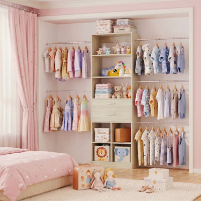 38.9-48.9”Closet System With Adjustable Rods & Drawers