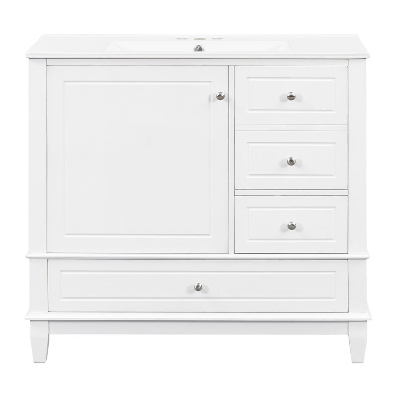 Meuble-lavabo 36 po avec lavabo en céramique, Blanc
