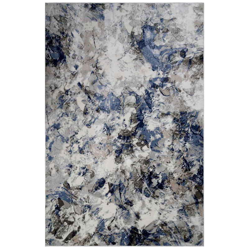 Tapis gris / bleu Aeryanna, Rectangle 7 pi 10 po x 10 pi 6 po