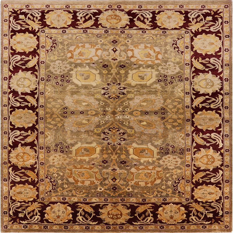 Tapis oriental rouge / brun clair Cavanagh, Carré 7 pi