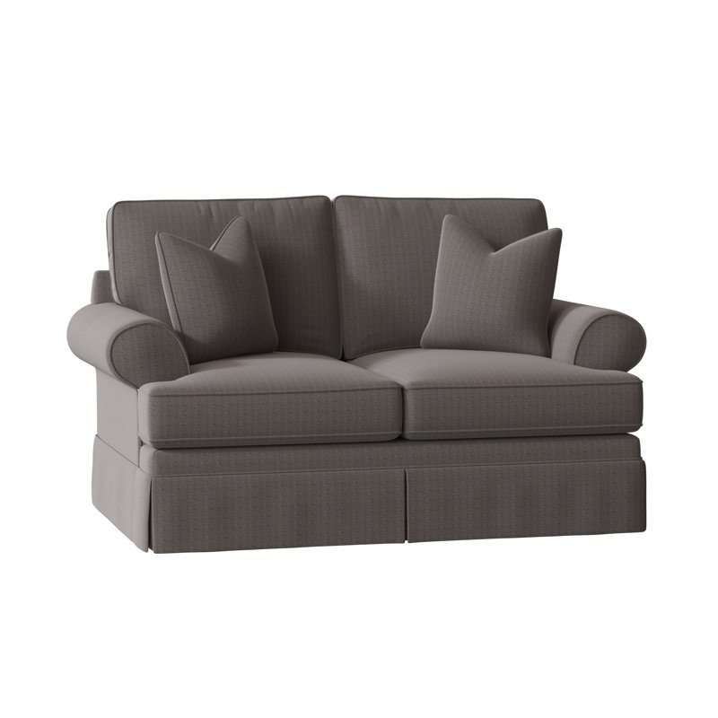 Atterbury 68" Flared Arm Loveseat, Zuma Charcoal Textured Linen