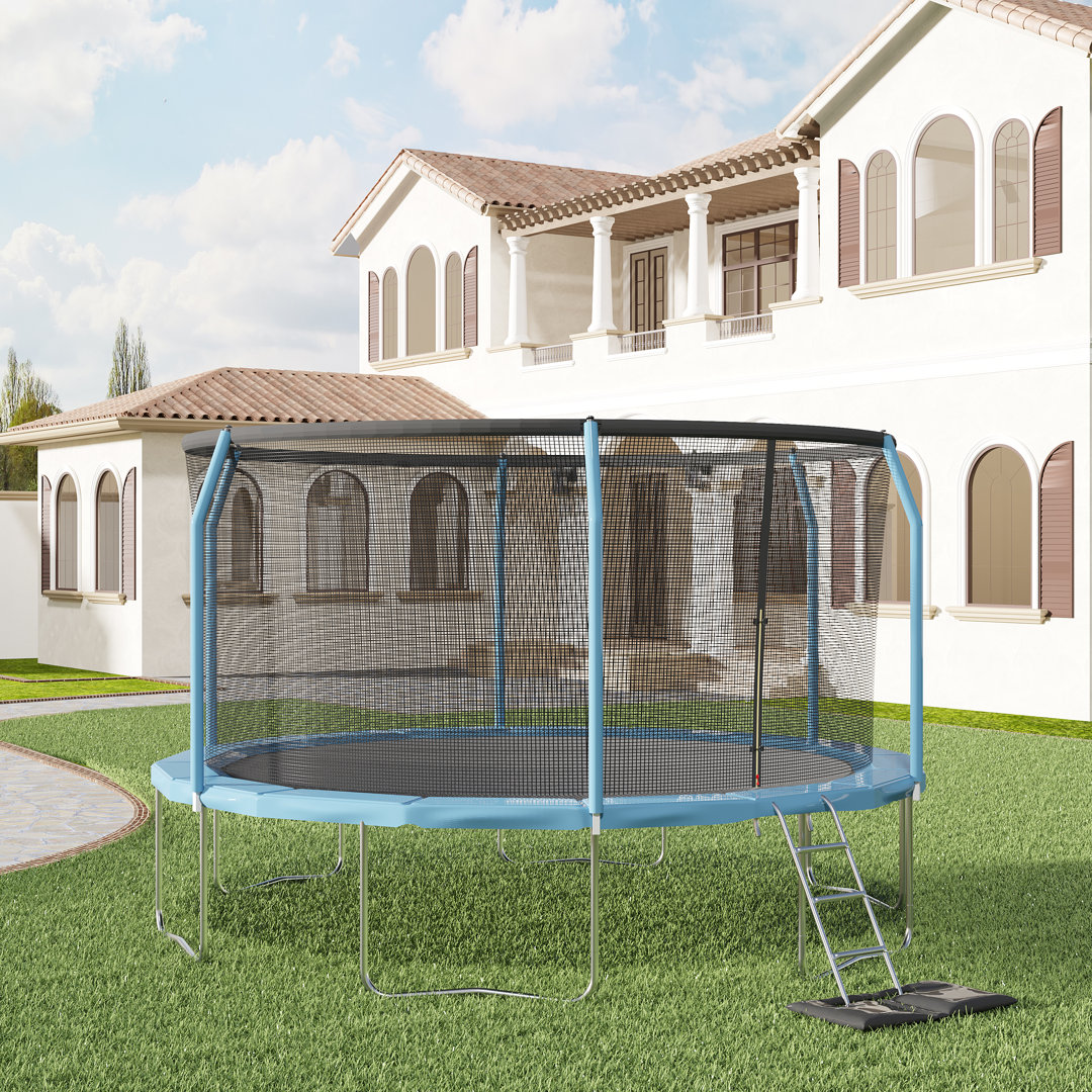 Premier 14' Round Backyard Trampoline with Safety Enclosure AirZone Play Pad 