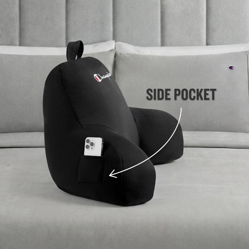 Champion Jersey Backrest Pillows, Black, 34" x 18" x 18"