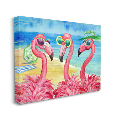 Art mural sur toile tendue, "Flamingo copines" par Paul Brent