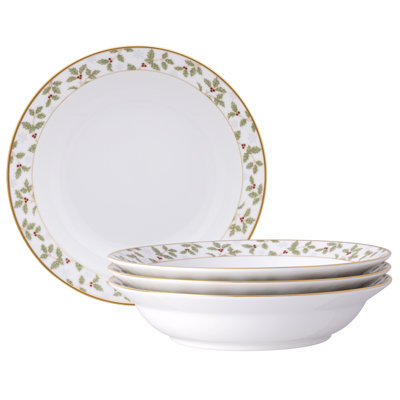 Ensemble de 4 bols Noritake Holly & Berry Gold, 10 po, 25 oz