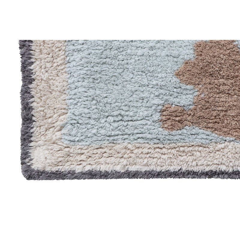 Cotton Area Rug in Blue/Brown/Gray/Beige