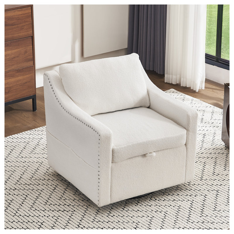 Fauteuil d'appoint pivotant à 360 ° Teddy, Ivory