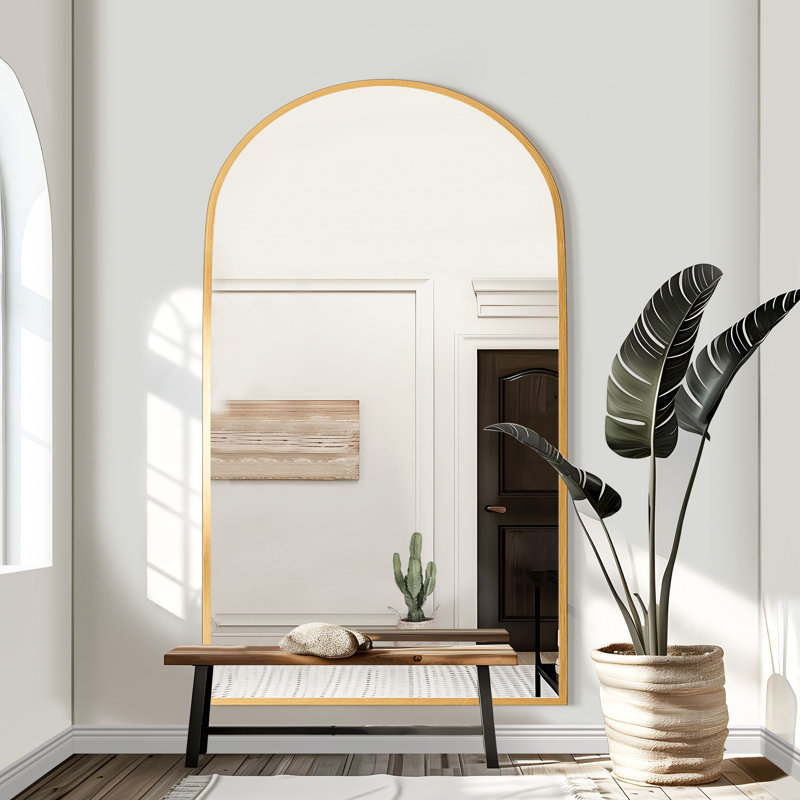 Metal Arch Mirror, Gold, 71" x 38"
