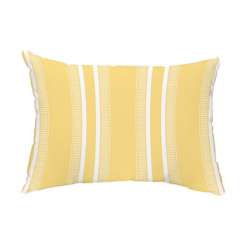 Dashing Striped Outdoor Reversible Throw Pillow, Yellow