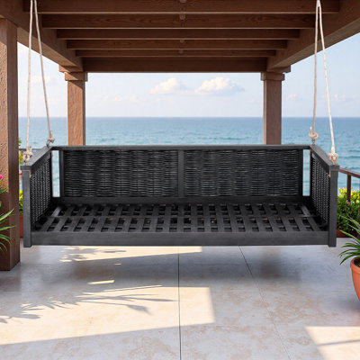 Lit de balançoire extérieur avec système de corde sécuritaire et rotin durable