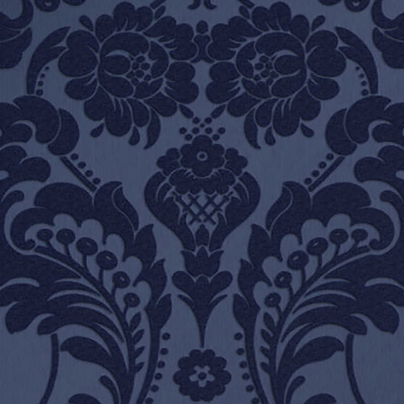 Gothic Damask Metallic Wallpaper Roll, Cobalt