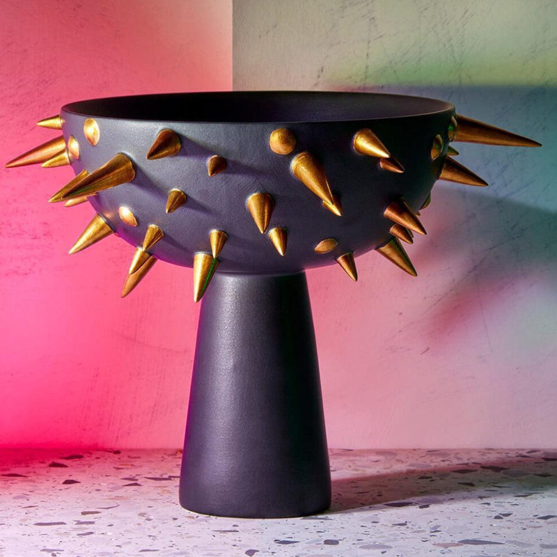 Celestial Black+Gold Bowl On Stand