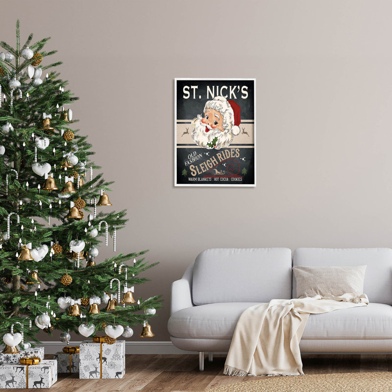 St. Nick's Sleigh Rides at-192, H 30 po x l 24 po x P 1,5 po, Giclée encadrée blanc bord de mer