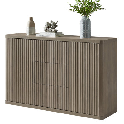 Buffet cannelé moderne à 2 portes et 3 tiroirs l 54,7 po avec tablettes réglables