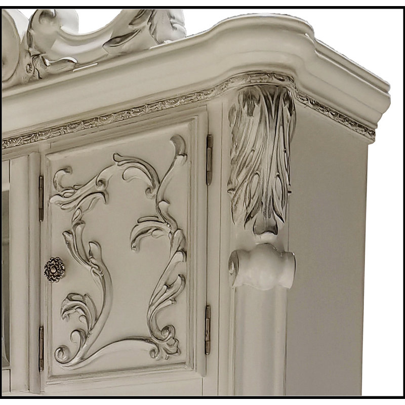 Dresden  Computer Desk & Hutch in Bone White Finish OF01717