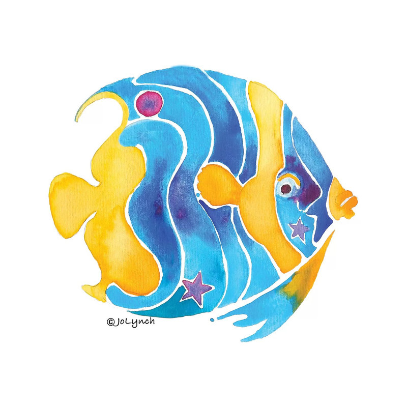 Fish Blue Yellow Angel I by Jo Lynch - Wrapped Canvas Gallery-Wrapped Canvas Giclée, 45.72 cm H x 45.72 cm W