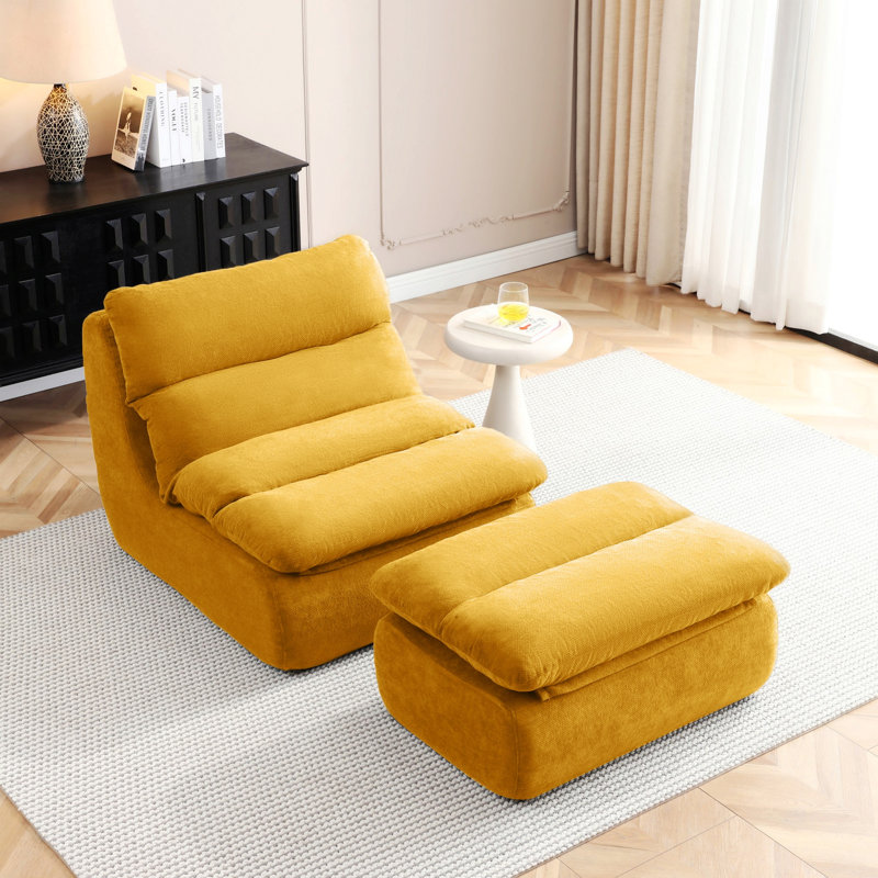 Fauteuil à billes avec repose-pieds, fauteuil rembourré pour le salon, la chambre à coucher, H 31 po x l 32 po x P 39,4 po