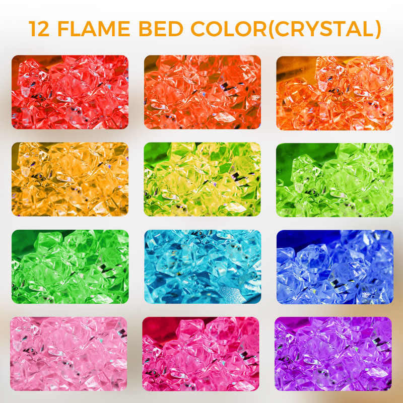 R.W.FLAME 60" Fireplace TV Stand for TVs up to 70 ", 5100 BTU Electric Heater with Thermostat & Timer, 4 Flame & 12 Flame Bed Colors (Logs & Crystals Included)