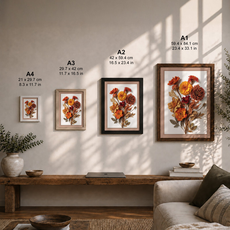 Carnation Study Botanical - Framed Print, Unframed, A2 - 59.4 x 42.0 cm