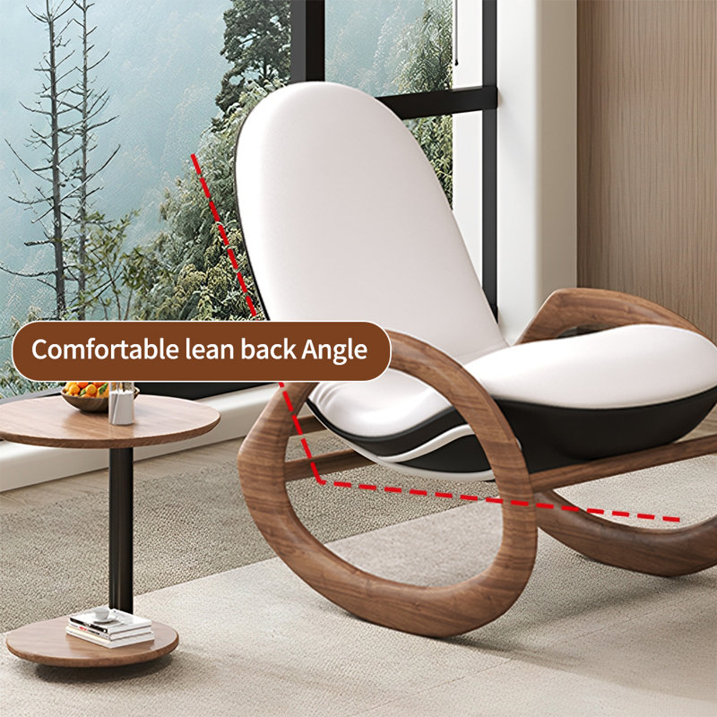 Chaise berçante en bois Modern Modern Casual, Blanc
