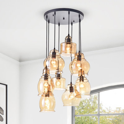 Cherrie 8 - Light Black/Brown Cluster Pendant