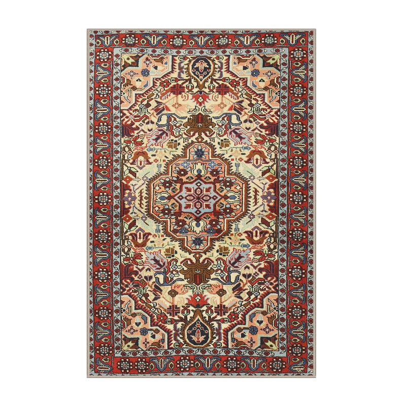 Tapis oriental marron / noir / crème, Rectangle 5 pi x 7 pi