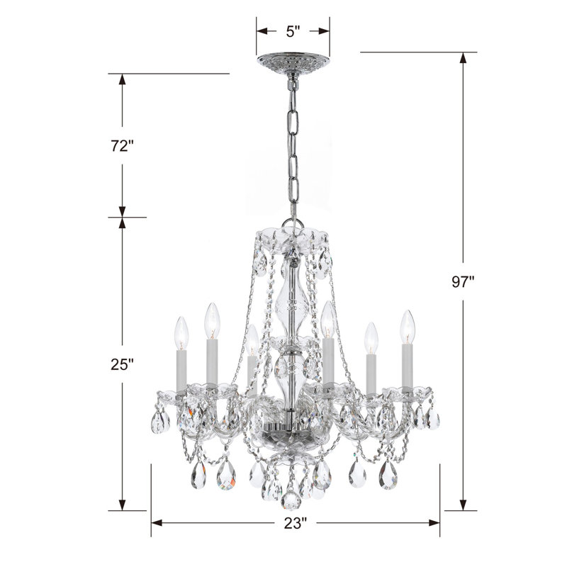 Wehr 6-Light Candle Style Classic / Traditional Chandelier, Chrome, Majestic Wood Polished