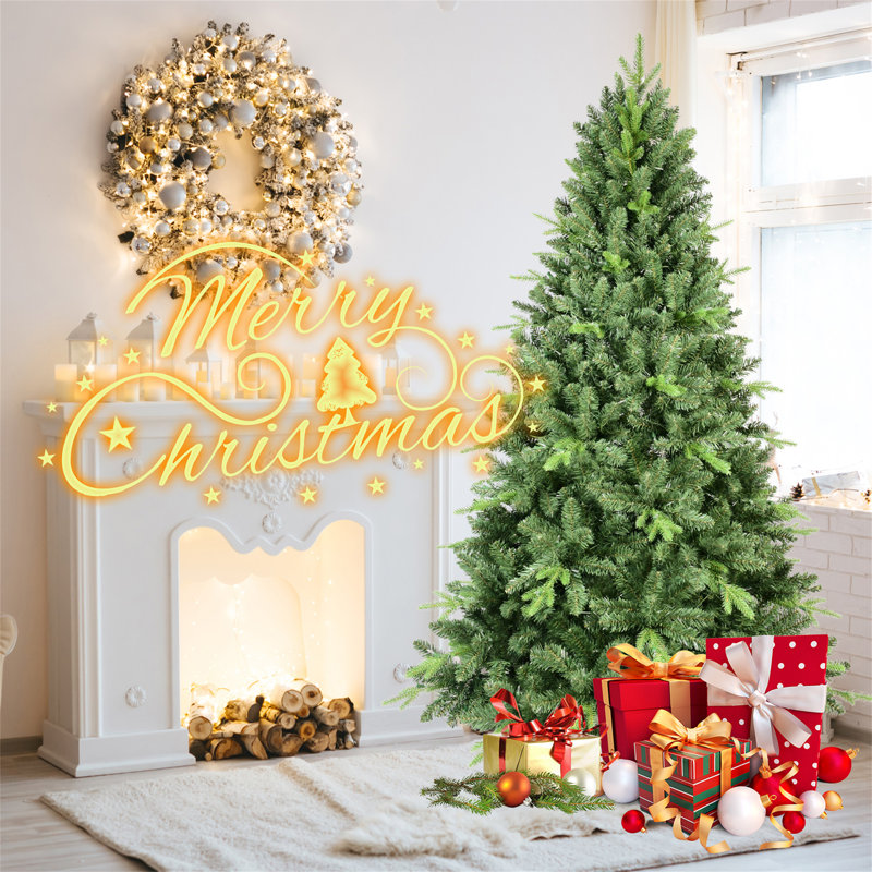 Arbre de Noël classique 6 pi avec 1339 pointes PE + PVC - branches articulées réalistes, H 6 pi