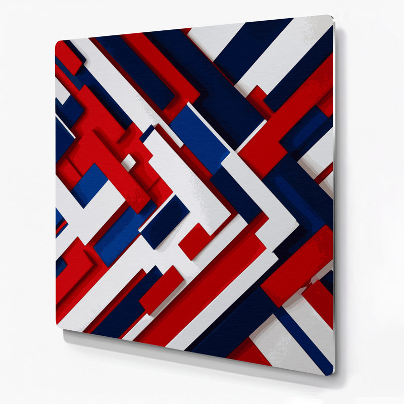 «Geometric Abstraction 11», art mural en métal bleu, H 12 po x l 12 po