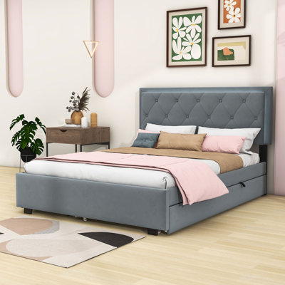 Dieudonne 2 Drawers Upholstered Platform Bed with Trundle and LED -  Brayden StudioÂ®, 27D2A456D0CD49ABB5771794F95BA3A6