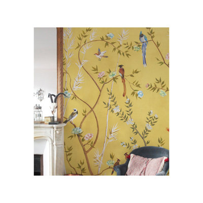 Plumerville Birds Bird Wood Gold Acrylic Fall Romantic Ornament Wallpaper