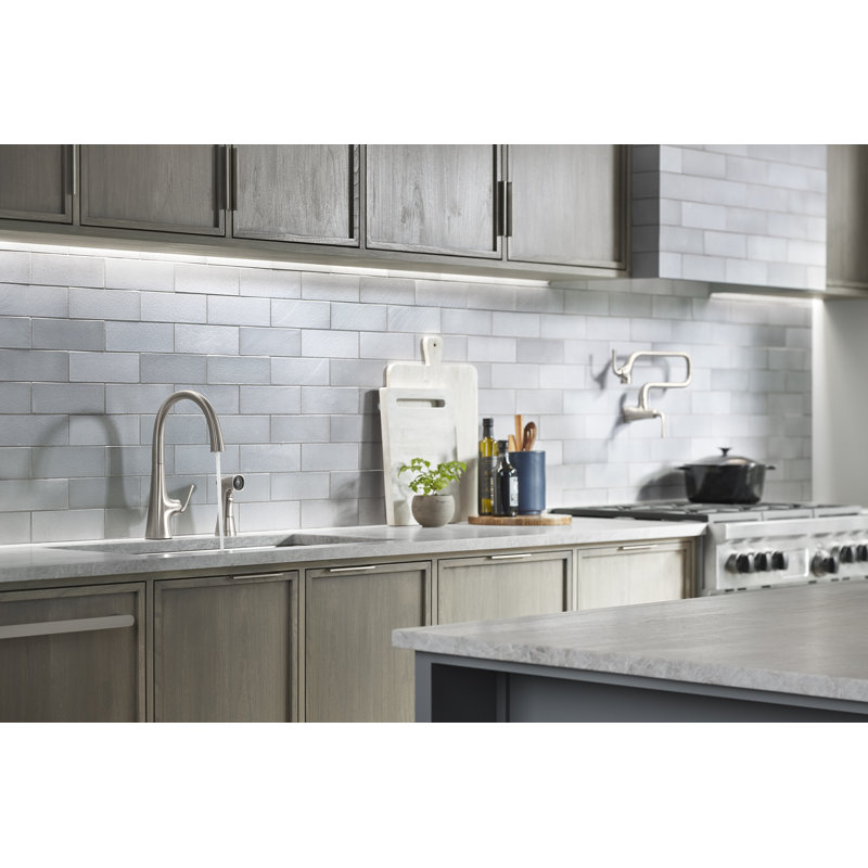 Graze Kitchen Sink Swing Spout Faucet With Sidespray, Vibrant Stainless