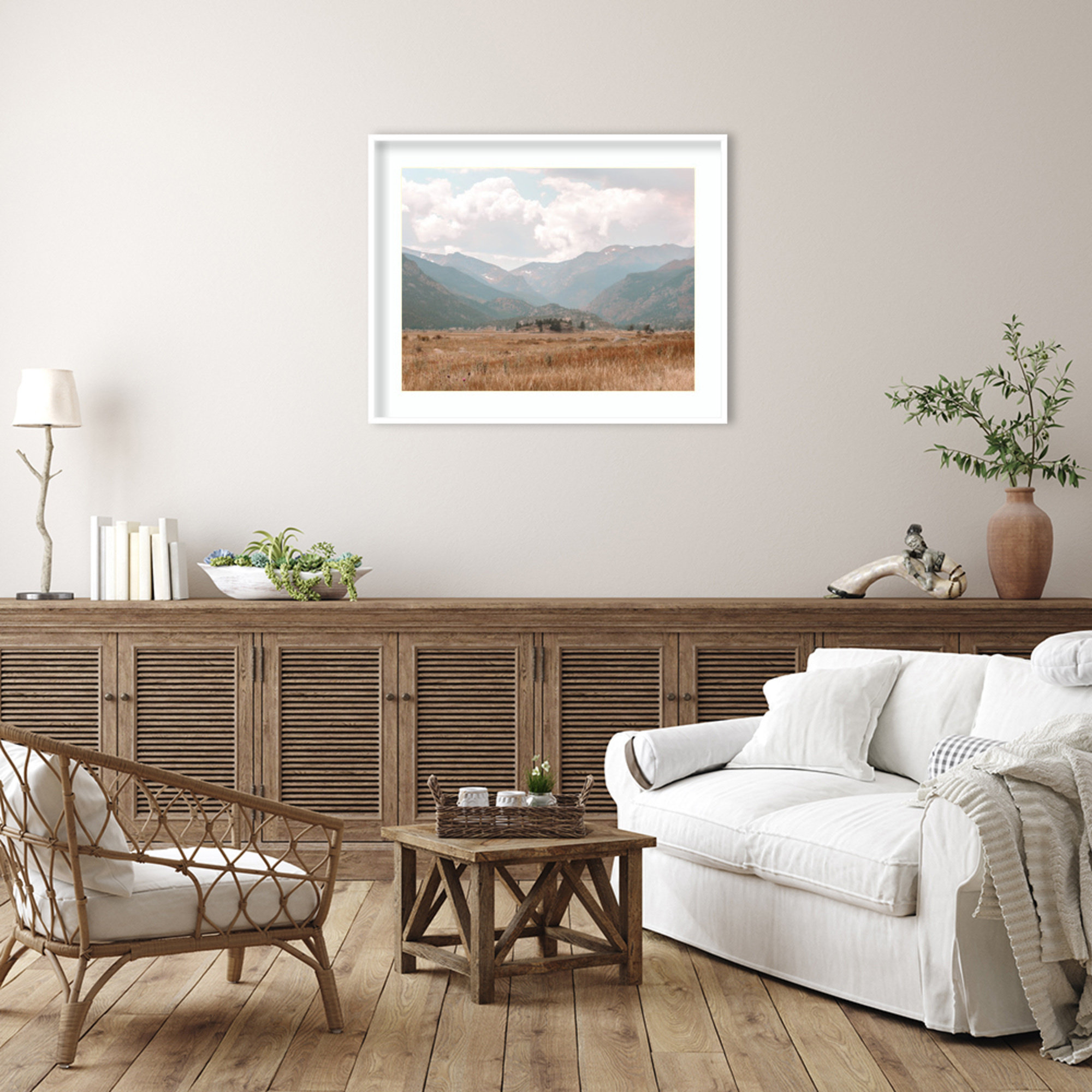 Wanderings by Alicia Abla, 33" H x 41" W x 1" D, White