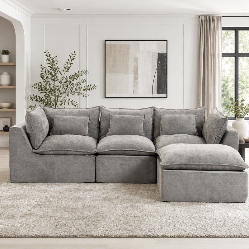 Canapé modulaire surdimensionné Cloud Couch, Gris antique + 3 sièges + 1 fauteuil