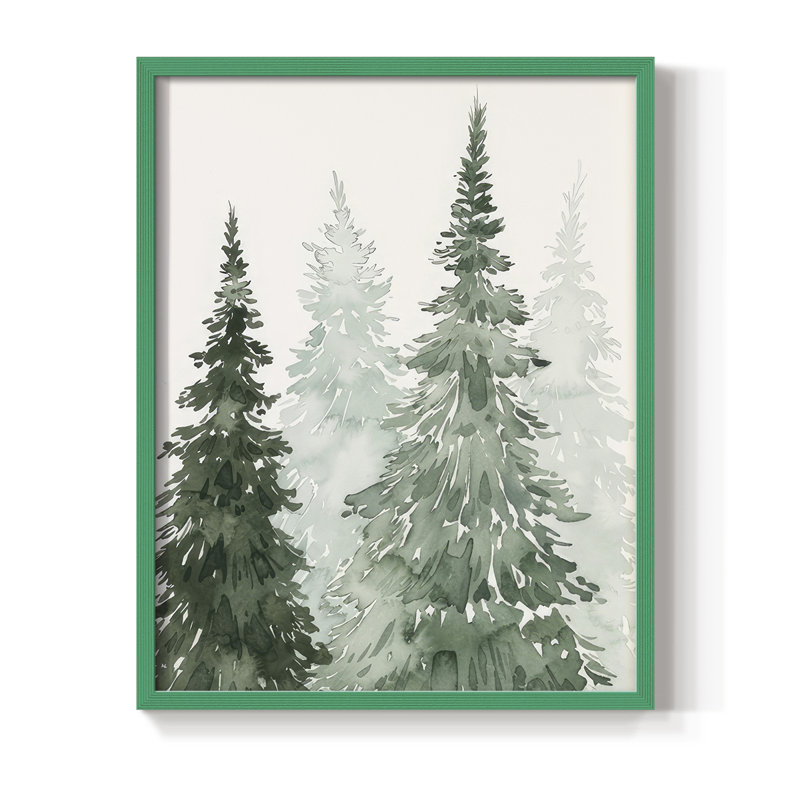 Winter Washed Coppice II Framed Print - Solid Wood, 21" H x 17" W, Green Framed