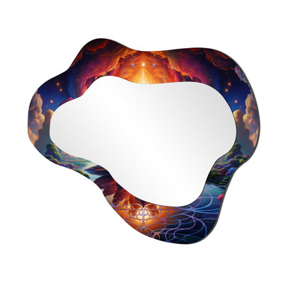 Majestic Pink Lotus Glorious Magical Sunset - Miroir mural Lotus moderne aux formes asymétriques