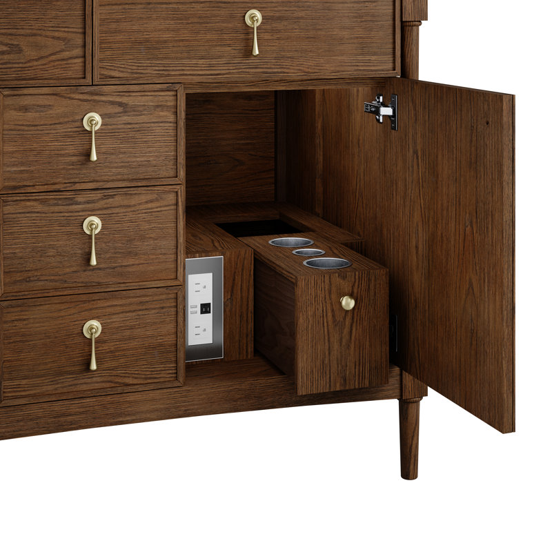 Kinnsden 48" W Single Vanity, Sable Oak, Carrara Marble, 8" Widespread